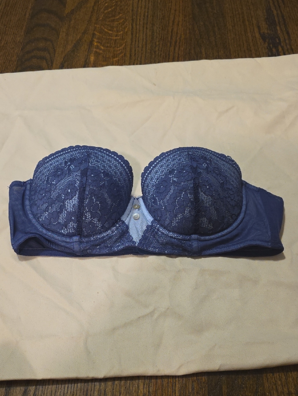 Adore Me Strapless Lace Bandeau Bra - Blue